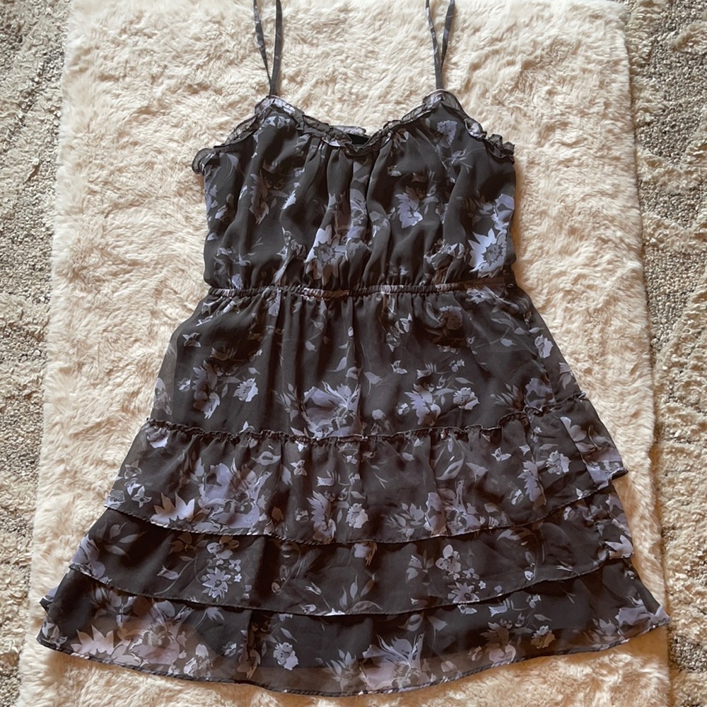 Floral Black and Gray Women's Dress